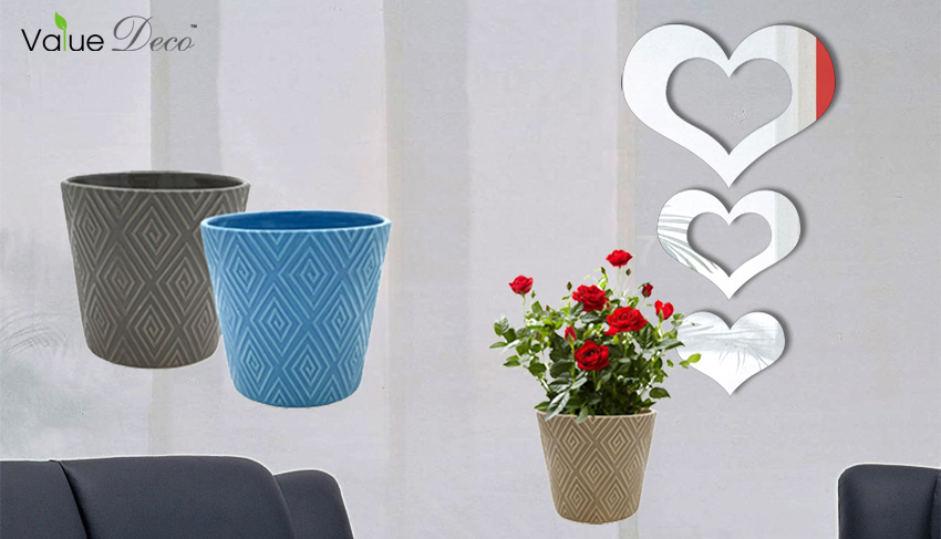 Embossed ceramic flower pots - Value Deco
