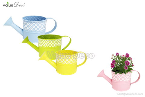 (ZC0091) Spring Assortment Tin Pot in Watering Can Shape