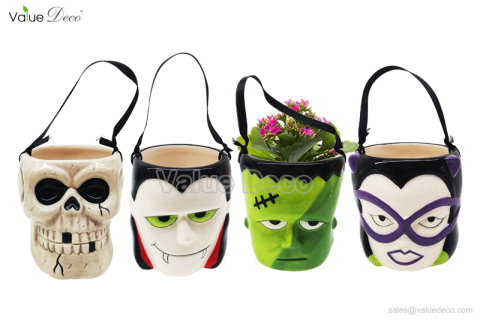 (DM0112) Halloween character face pots