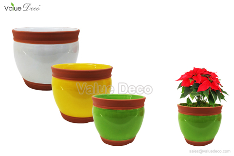 (DM0117) Spring glazed ceramic planters