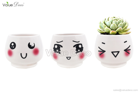 (DM0128) Cute emoji ceramic pots