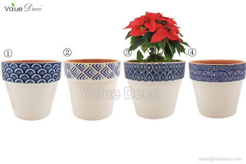 (DM0130) Indigo pattern ceramic pots