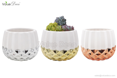 (DM0138) Half electroplated ceramic pots