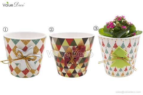 (DM0139) Xmas pattern with accessory flower pots