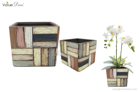 (TC0120) Wooden texture ceramic pots
