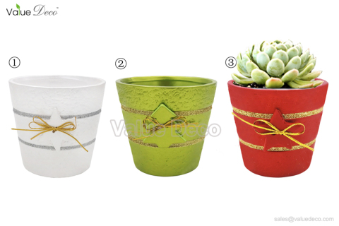 (TC0126) Shiny Christmas ceramic pots with accessory