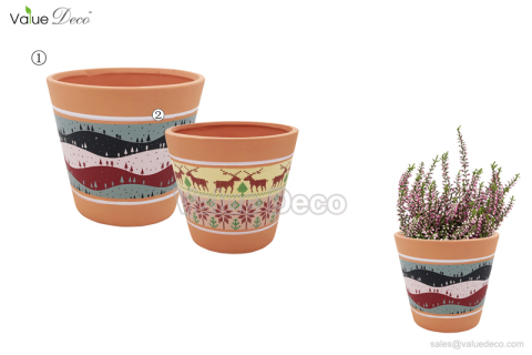 (TC0127) Christmas terracotta pots with decal