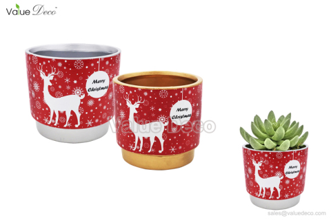 (TC0128) Merry Christmas pattern ceramic pots