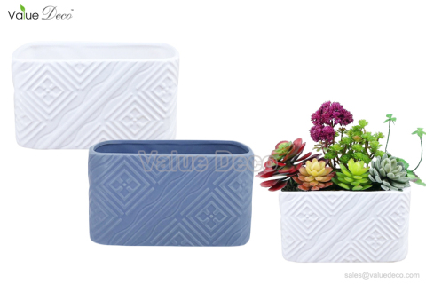 DMV02880 (Rectangle Ceramic Flower Planter)