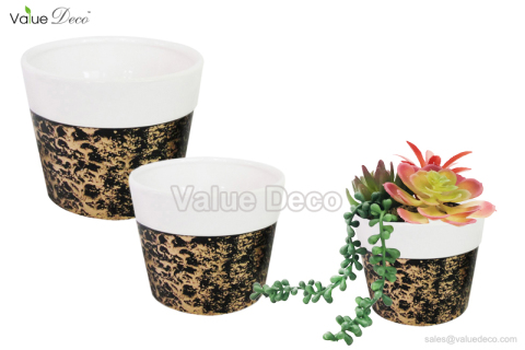 DMV02935 (Gold Pattern Ceramic Flower Pot)