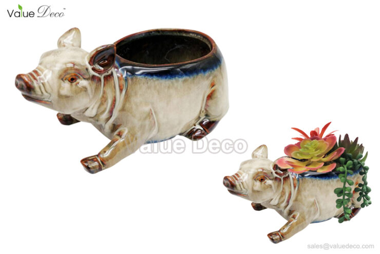 SWV00975 (Reactive Glazed Pig Shape Flower Pot)