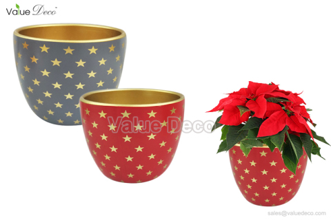 TCV01853 (Xmas Star Pattern Flower Pot)