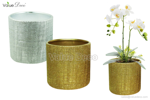 TCV01940 (Glitter Round Ceramic Flower Container)