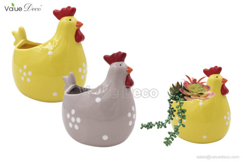 DMV03013 (Chicken Ceramic Planter For Easter)