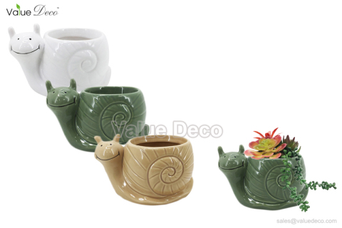 DMV03079 (Snail Design Ceramic Flower Pot)