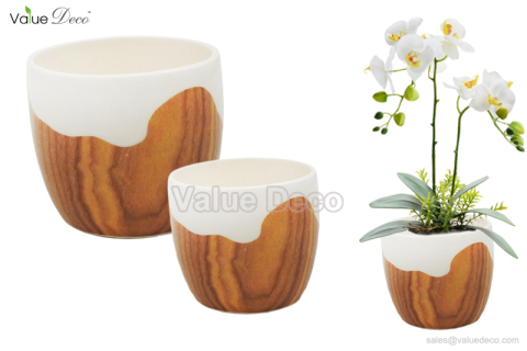 VD18CTF163 (Wood Texture Decal Ceramic Pot)