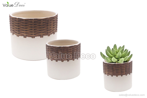 VD18CTF379 (Basket Texture Ceramic Pot)