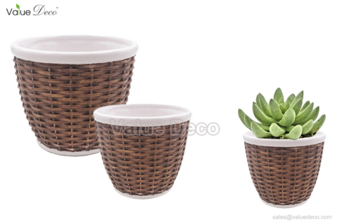 VD18CTF384 (Basket Texture Design Flower Pot)