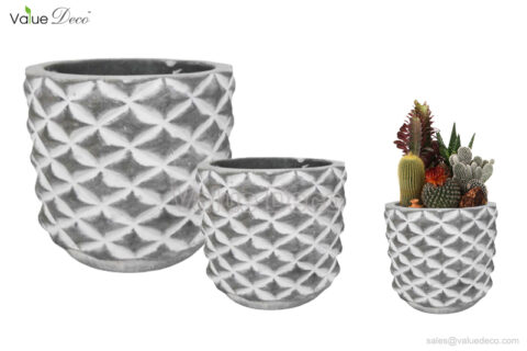 CMV00563 (Cement Pot With Embossed Pattern)