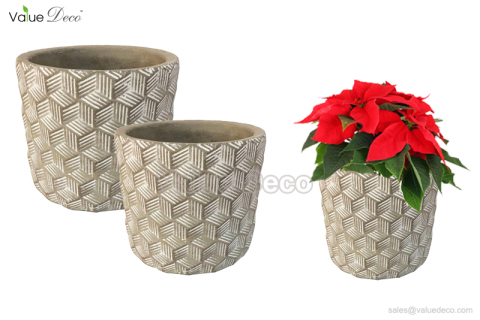 CMV00647 (Embossed Pattern Cement Pot)