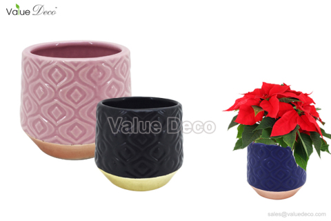 DMV03317 (Round Embossed Dolomite Flower Pot)