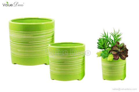 DMV03515 (Green Wire Drawing Ceramic Pot)