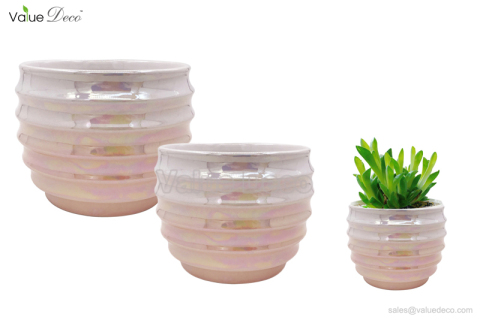 VD19CTF077 (Pink Pearl Effect Ceramic Flower Pot)