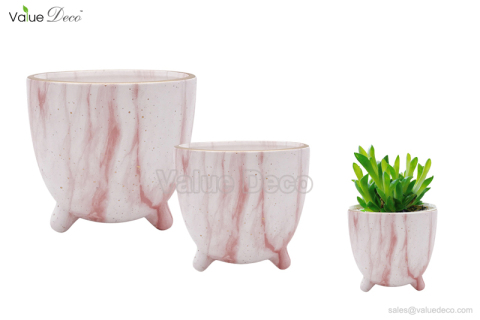 VD19CTF109 (Ceramic Pot With Marble Water Transfer Printing)