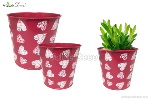 ZCV00660 (Valentine Heart Decal Zinc Flower Pot)