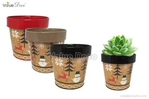 ZCV00687 (Christms Decal Paper Design Metal Pot)