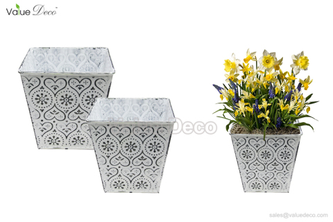 ZCV00707 (Embossed Pattern Design Zinc Flower Pot)