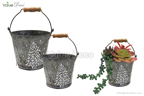 ZCV00856 (Embossed Xmas Tree Zinc Pot)