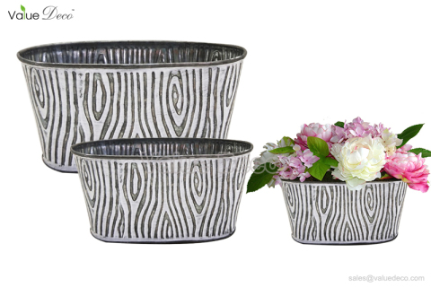 ZCV00889 (Oval Zinc Container With Grain Design)