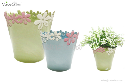 ZCV01238 (Flower Design Spring Zinc Pot)
