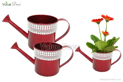 ZCV01357 (Red Zinc Watering Can With Acrylic Band)